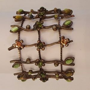Victorian Vibe Bracelet with Antiqued Finish Metal, Rhinestones, and Beads